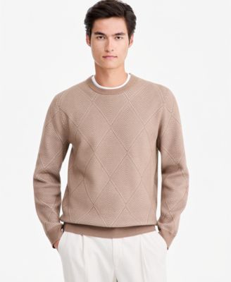 Alfani Men's Criss-Cross Jacquard Crewneck Sweater, Macy's Exclusive