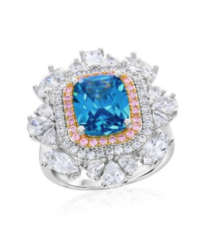 Suzy Levian New York Cubic Zirconia Halo Cocktail Ring
