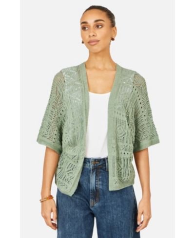 Yumi Women's Crochet Edge To Edge Cardigan