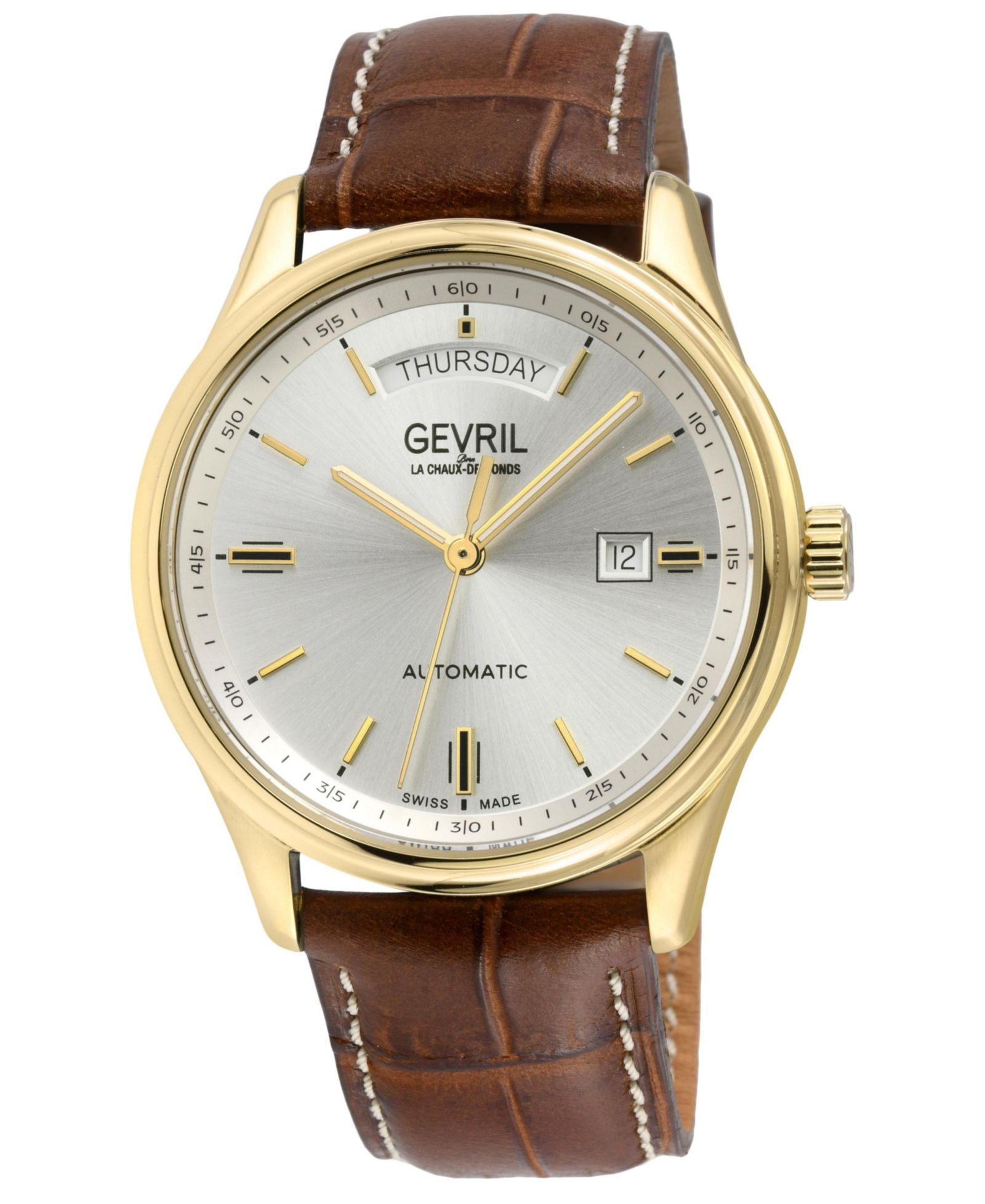 Gevril Men's Excelsior Swiss Automatic Italian Leather Strap Watch