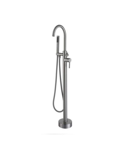 BUSDAYS Brushed Nickel Freestanding Tub Filler Floor Mounted Bathtub Faucet with High Flow, Swivel Spout and Handheld Shower Head
