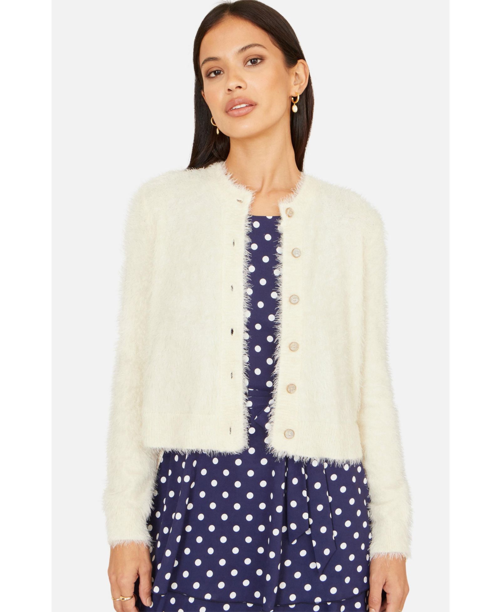 Yumi Женский Eyelash Knit Long Sleeve Cardigan