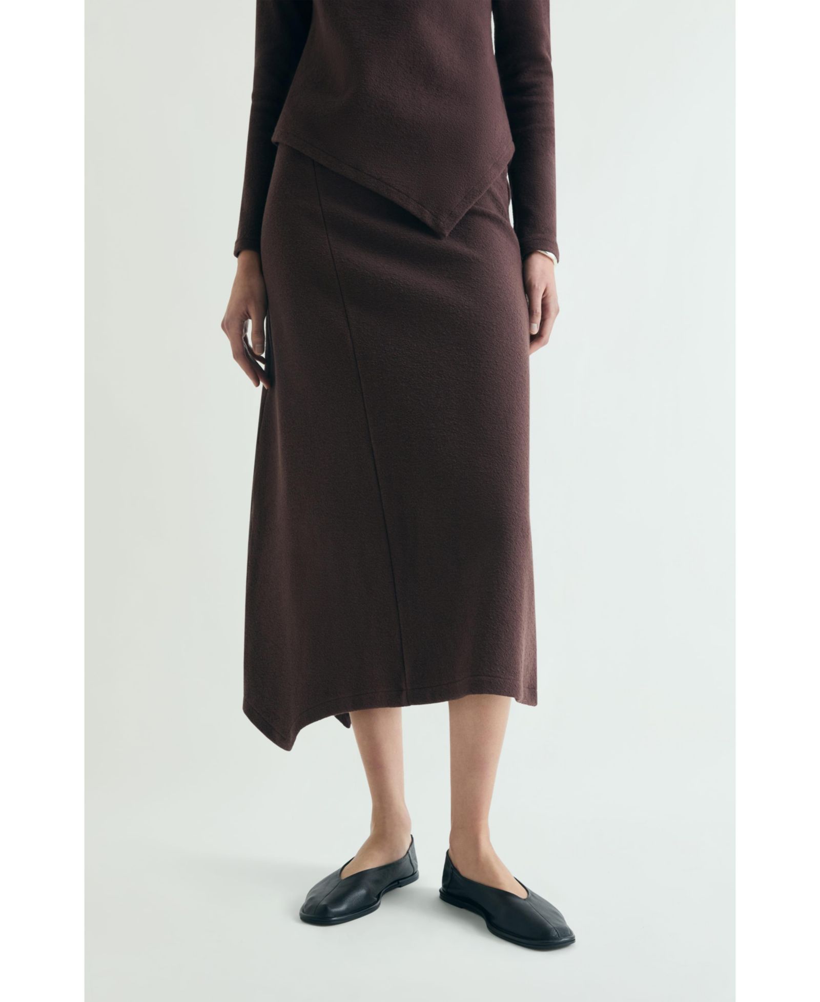 Scalpers Women's Asymmetrical Knit Midi Skirt