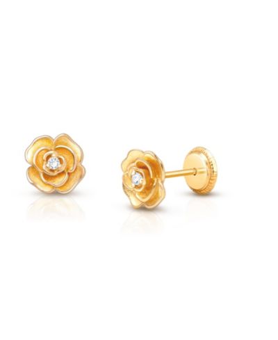 Серьги-гвоздики Tiny Blessings 14K Gold Rose Radiance CZ Studs Screw Back