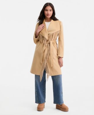 Женское пальто CoffeeShop Fringe-Trim Tie-Belt Wrap