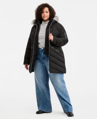 Maralyn & Me Trendy Plus Size Faux-Fur-Trim Hooded Puffer Coat