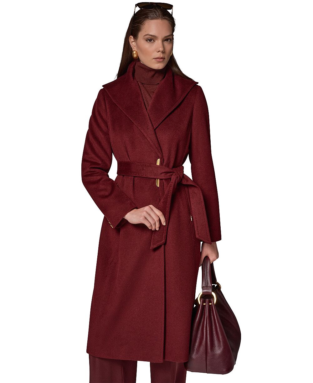 Donna Karan New York Женское пальто из шерстяной смеси с ремнем