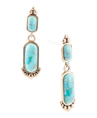 Barse Plateau Blue Turquoise and Golden Earrings