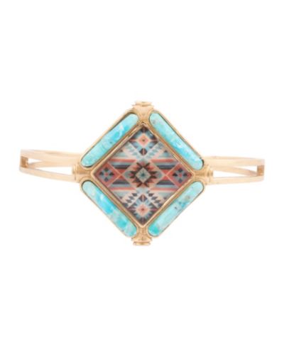 Браслет Barse Scenic Native Weave Blue Turquoise Golden Cuff