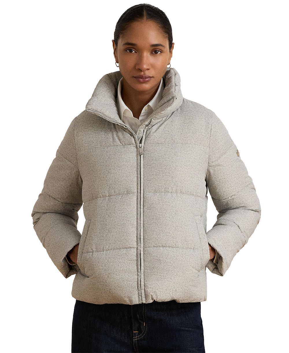 Lauren Ralph Lauren Women's Herringbone-Print Short Puffer Coat
