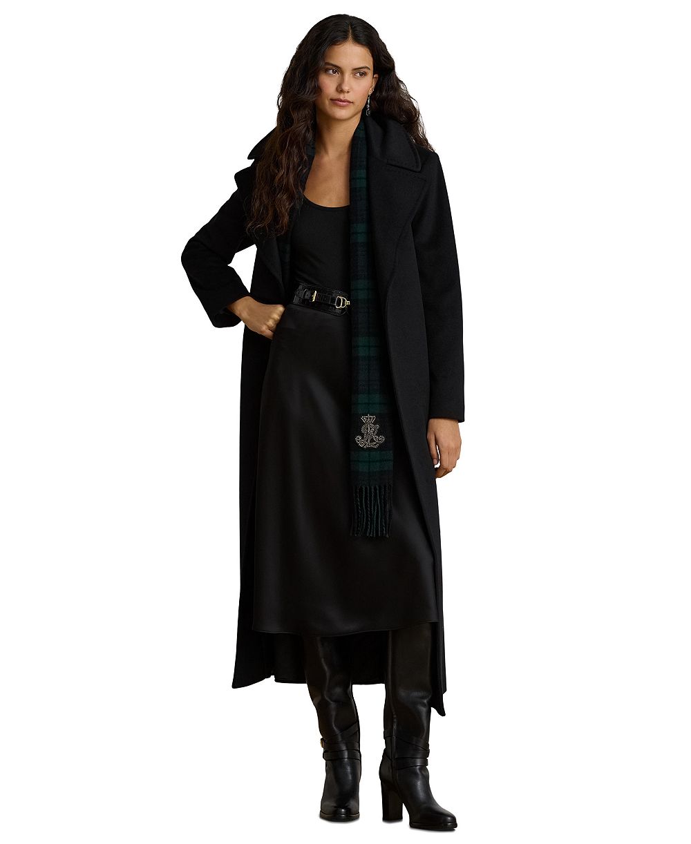 Lauren Ralph Lauren Women's Wool-Blend Notch-Collar Belted Wrap Coat