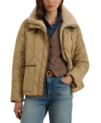 Lauren Ralph Lauren женская стеганая куртка с ромбовидным узором и воротником из искусственного меха