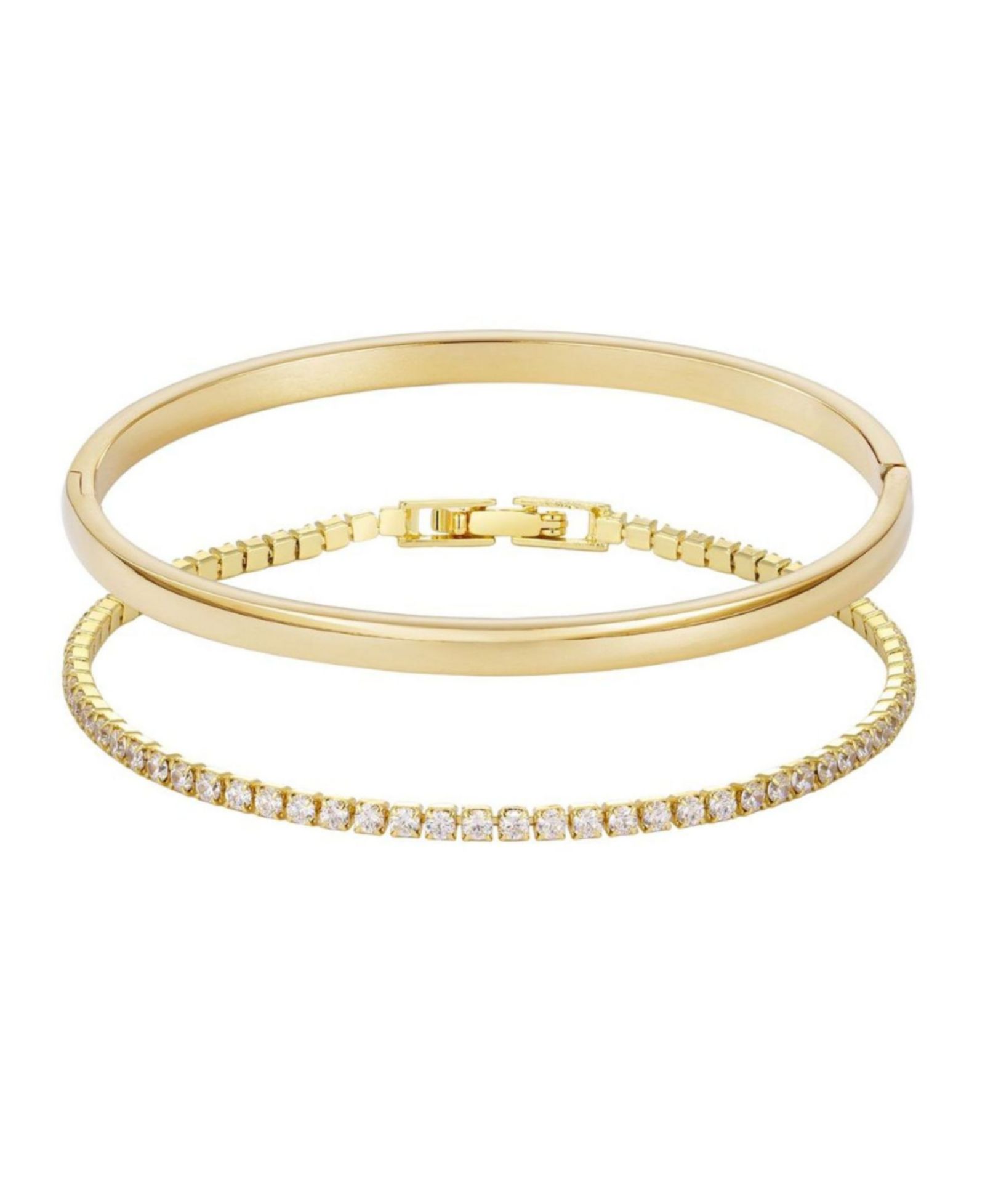 Набор браслетов ADORNIA Gold Cuff and Tennis