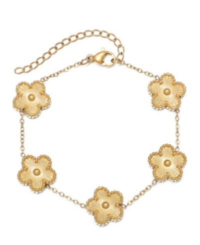 Браслет ADORNIA Tarnish Resistant Yellow Gold 5-Leaf Clover Station