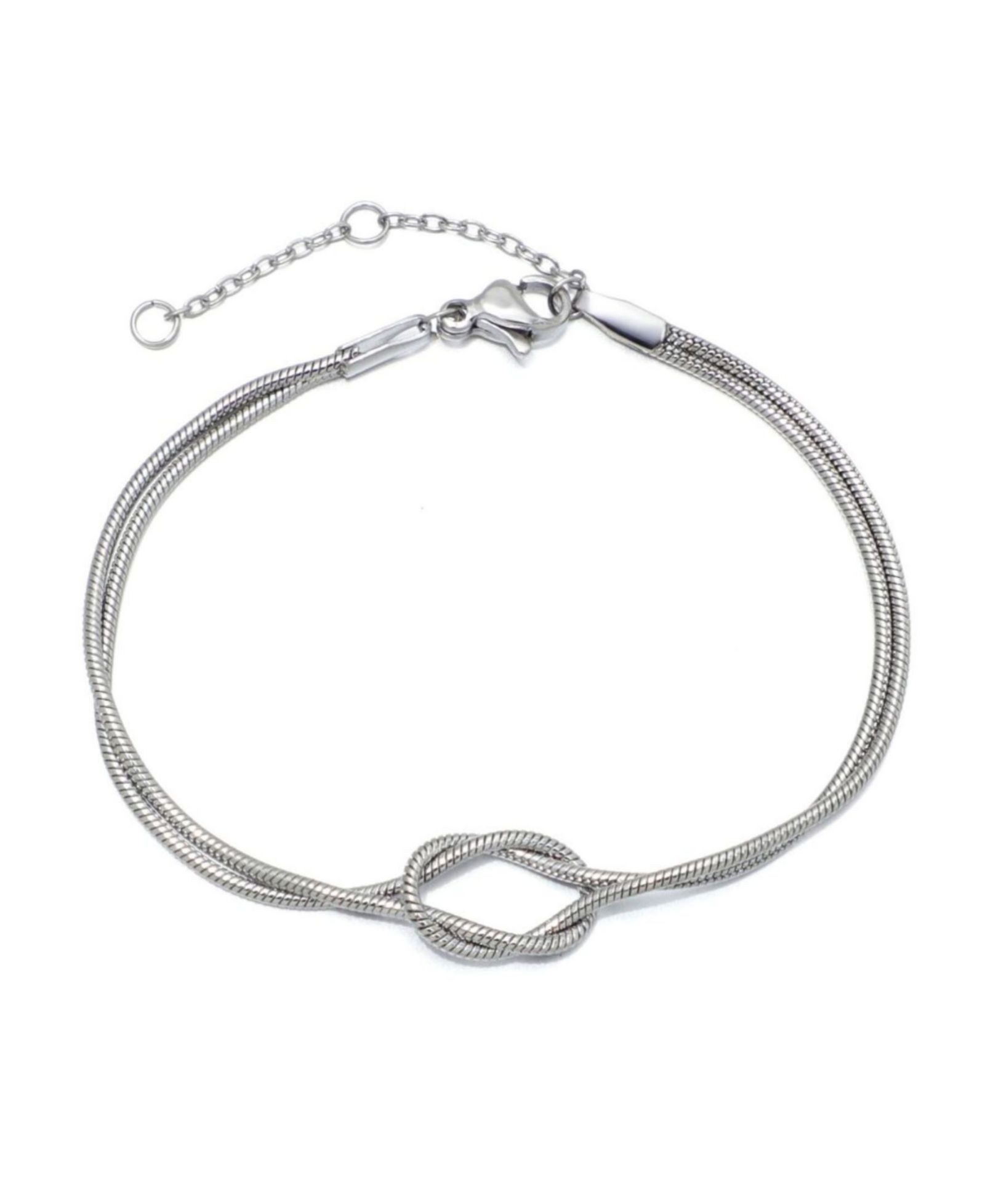 ADORNIA Tarnish Resistant Silver-Plated Knotted Rope Chain Bracelet
