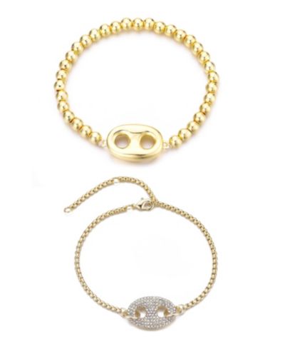 ADORNIA Gold 2-Pc. Crystal Mariner Bracelet Set