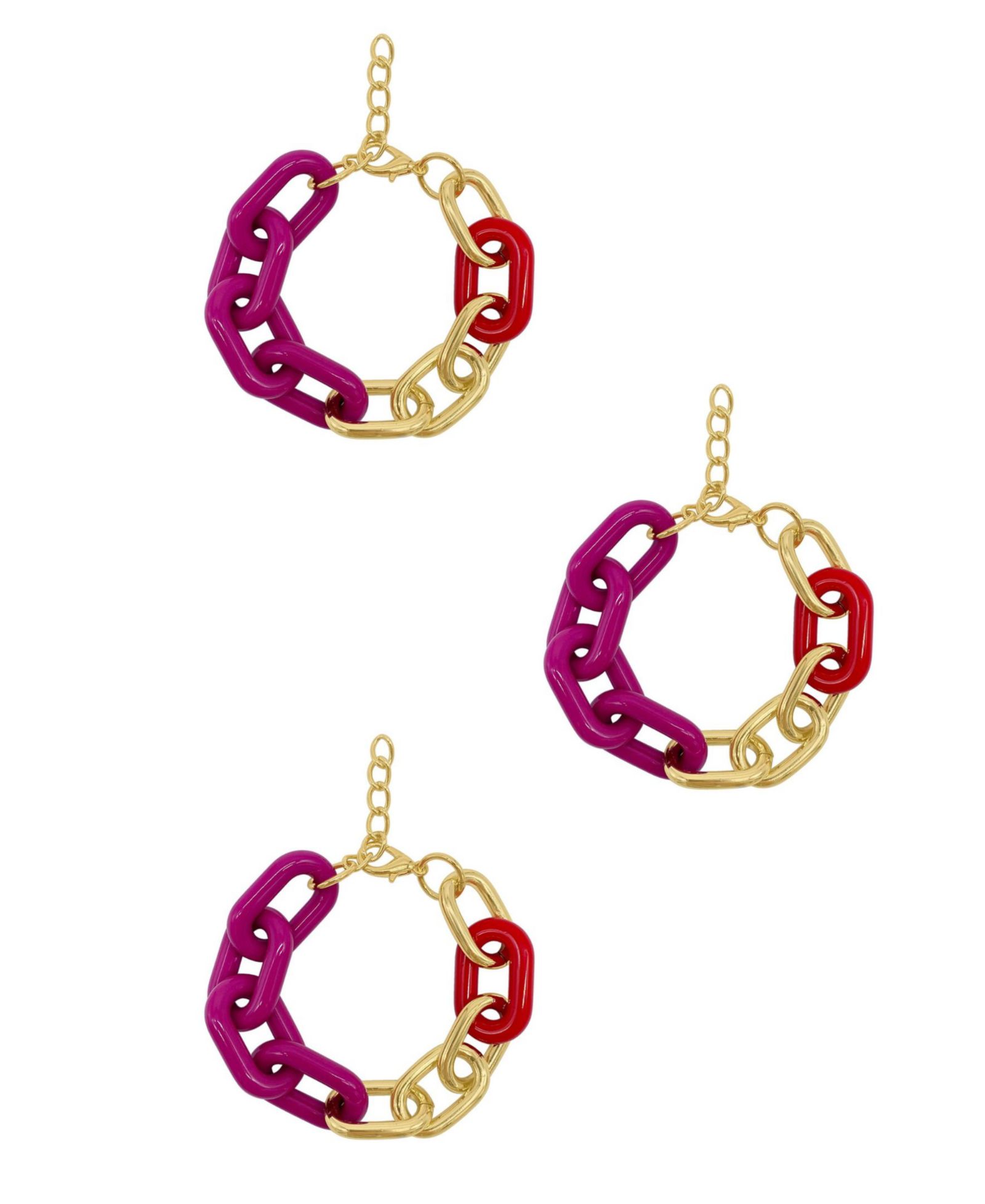 ADORNIA Gold 3-Pc. Color Link Bracelet Set