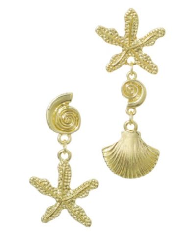 ADORNIA Gold Starfish and Shell Drop Earrings