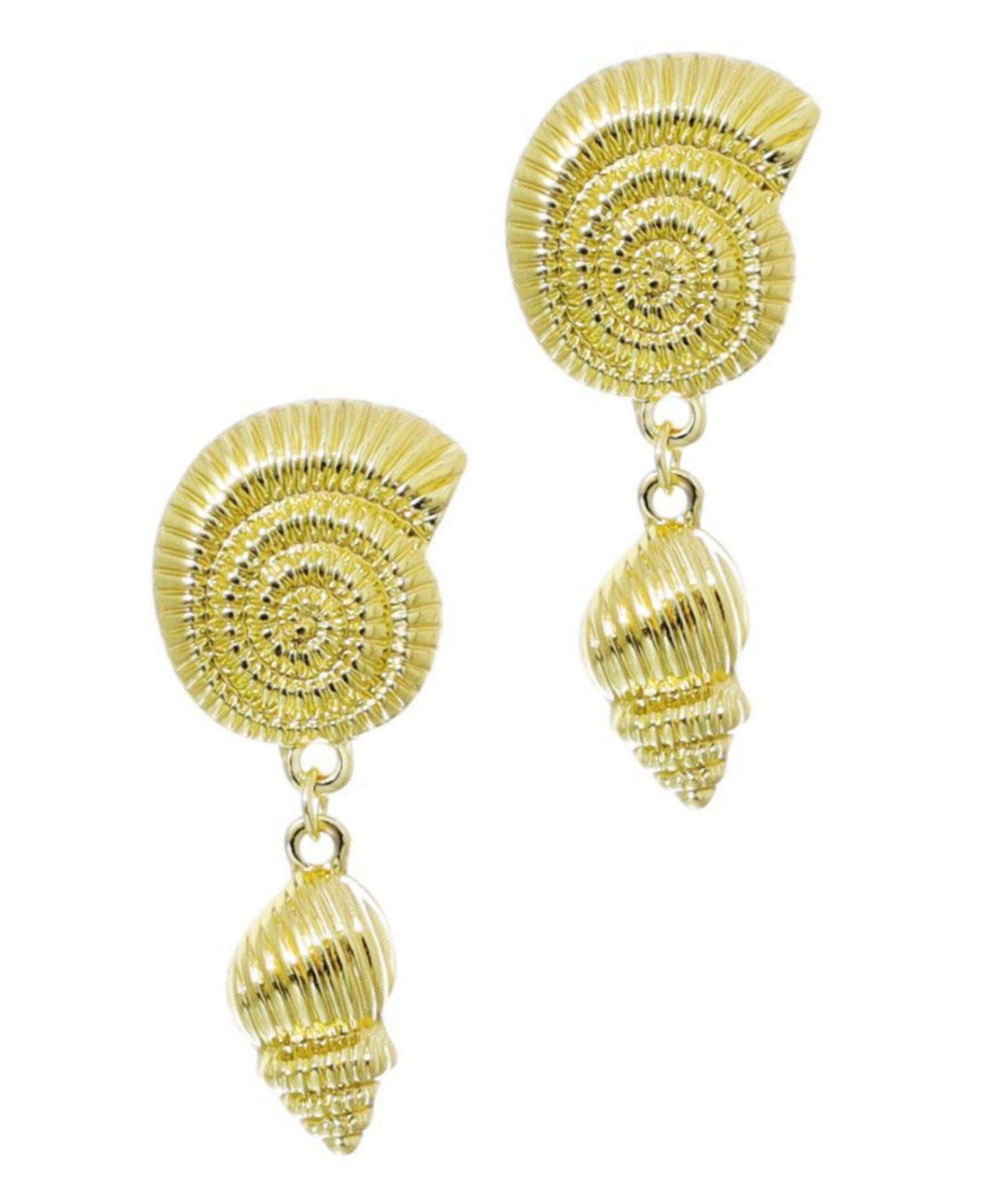 ADORNIA Gold Swirl and Shell Drop Earrings