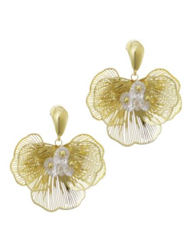 Серьги-гвоздики ADORNIA Crystal Gold Flower