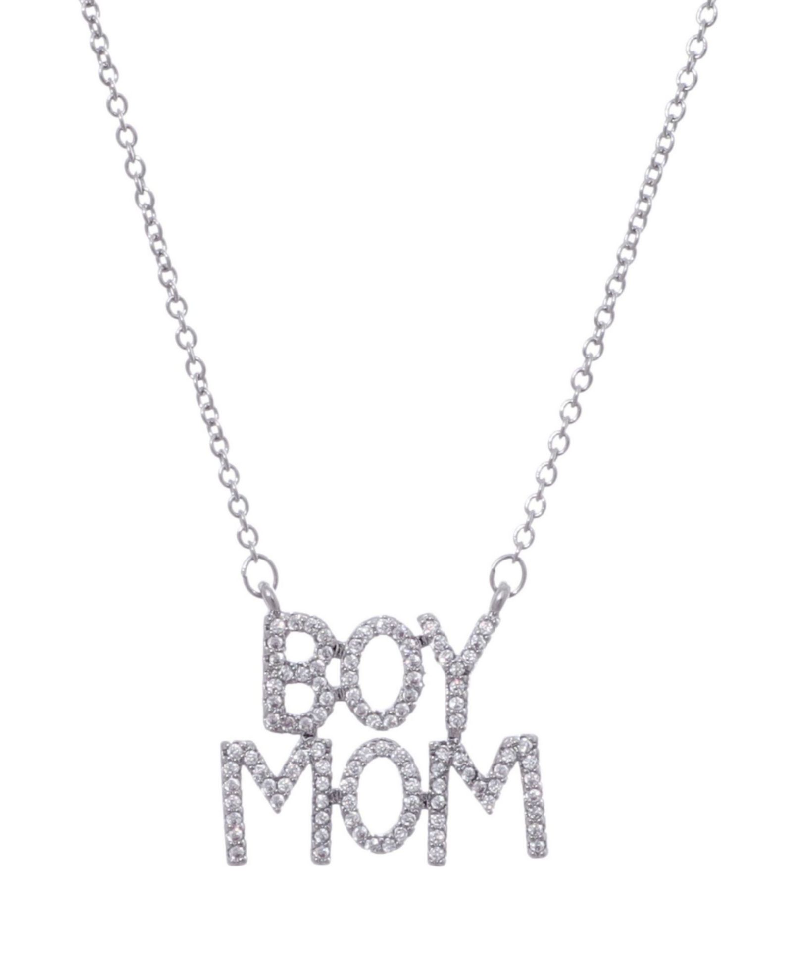 ADORNIA подвеска Boy Mom с CZ серебром