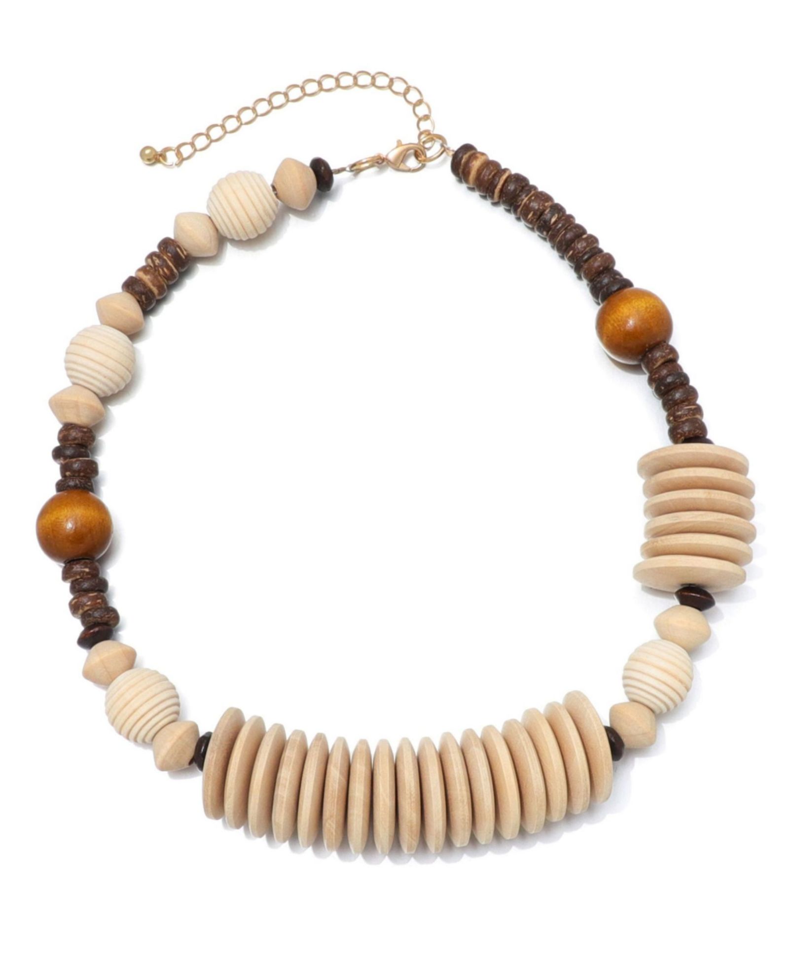 Ожерелье ADORNIA Mixed Wood Disc с регулировкой