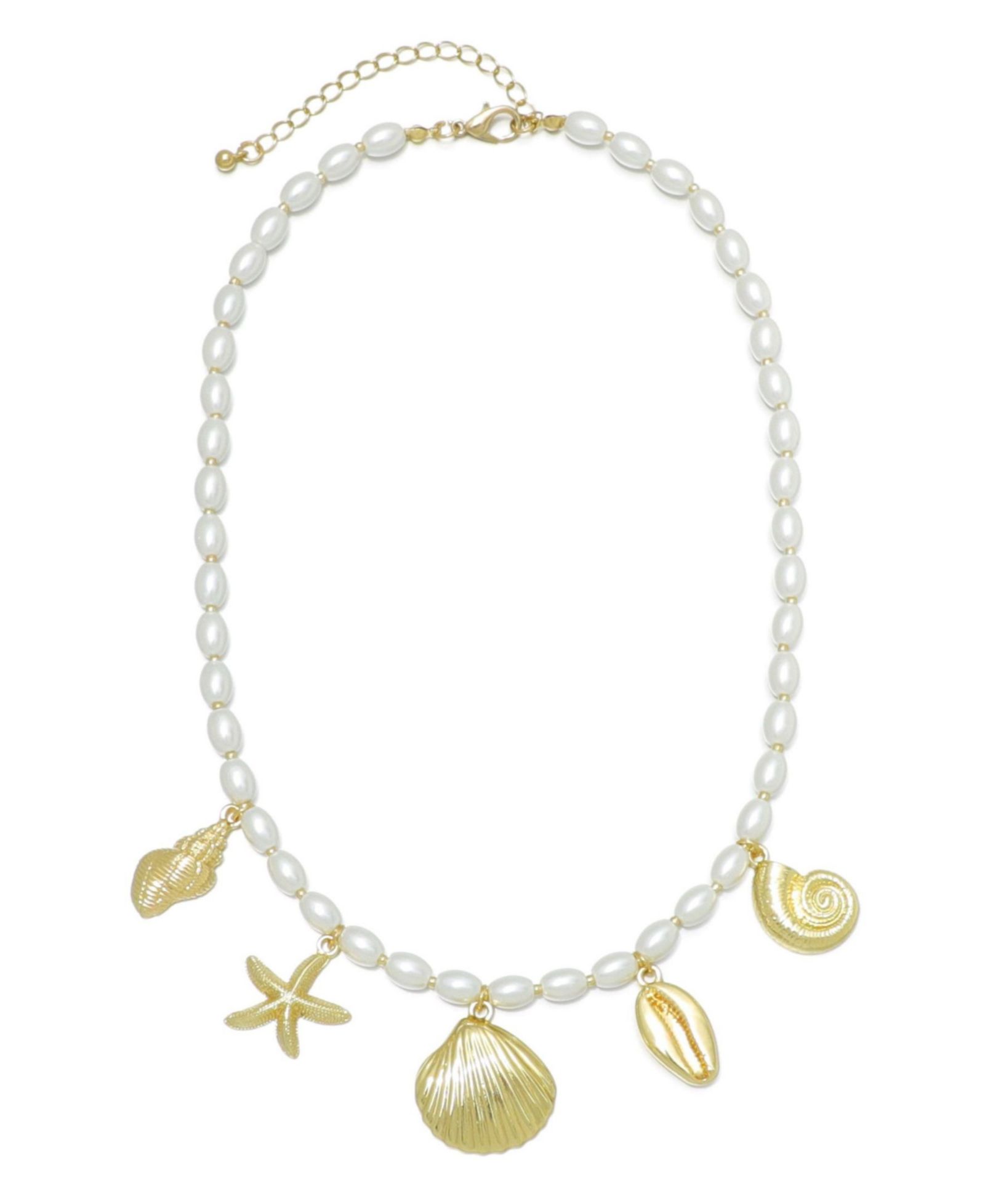 Колье ADORNIA Gold Chunky Imitation Pearl and Sea Charms