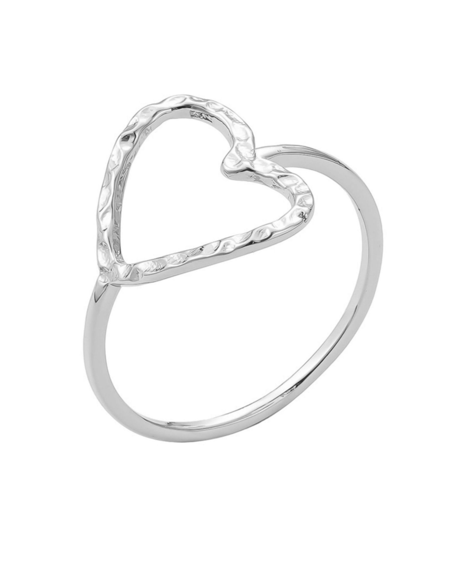Кольцо ADORNIA Silver Hammered Open Heart