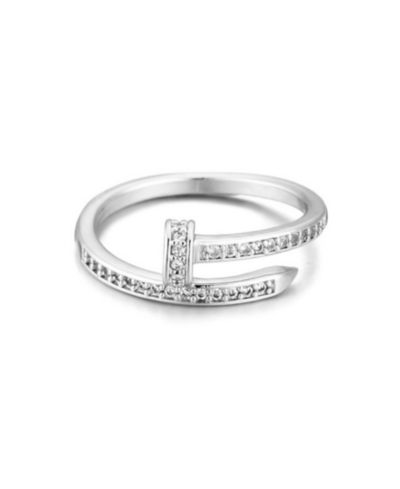 ADORNIA CZ Silver Nail Band Ring