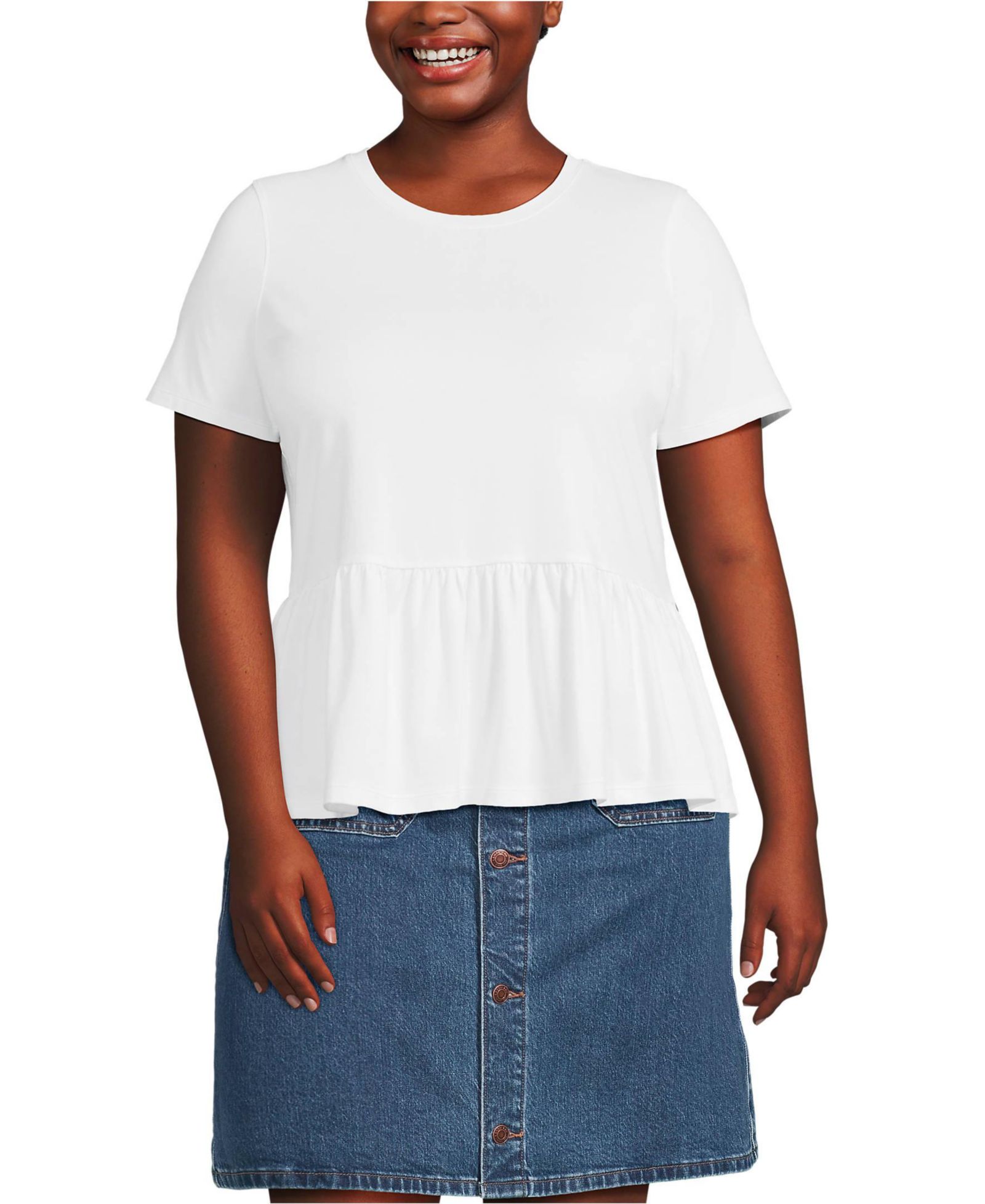 Lands' End Plus Size футболка Peplum с коротким рукавом и круглым вырезом