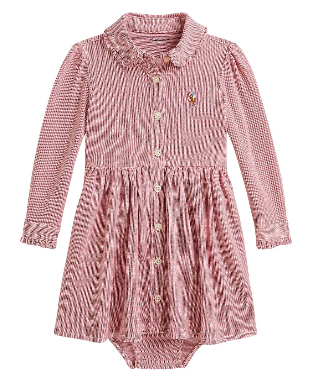 Детский комплект Polo Ralph Lauren Baby Girls' Long-Sleeve Oxford Dress и Bloomer, 2-Piece Set