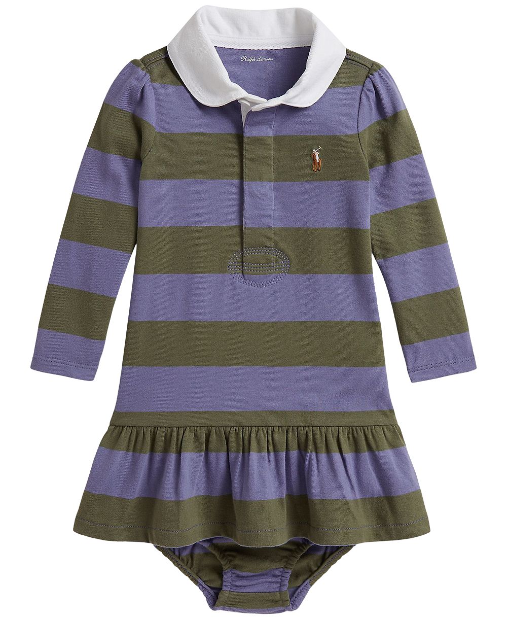 Polo Ralph Lauren Baby Girls' Striped Rugby Dress and Bloomer, 2-Piece Set