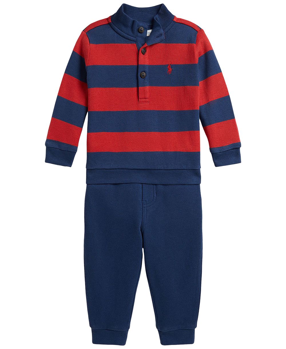 Polo Ralph Lauren Детский полосатый комплект из свитшота-пуловера и брюк, 2 части