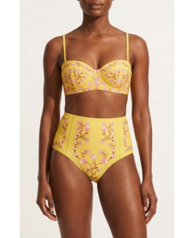 Jessie Zhao New York Women's Yellow Bloom Underwire Bikini Top