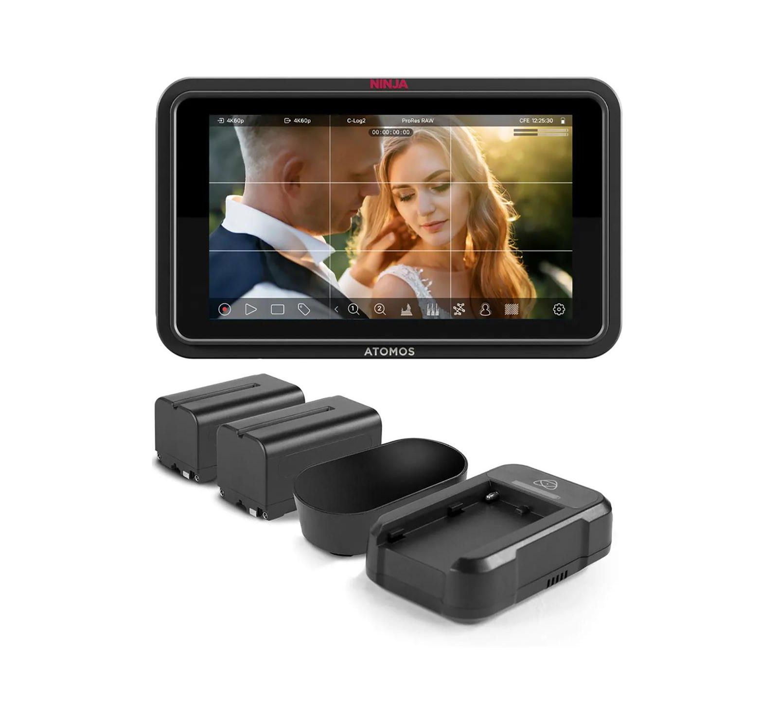 Atomos Ninja TX GO 5.2" Full HD Touchscreen Wi-Fi HDR On-Camera Monitor/Recorder, Bundle with Universal Pow