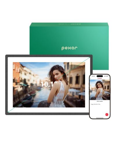 Pexar by Lexar 10.1" WiFi Digital Photo Frame | HD Anti-Glare Touch Display | 32GB Storage | Share Photos/Videos via App | Perfect for Gifting