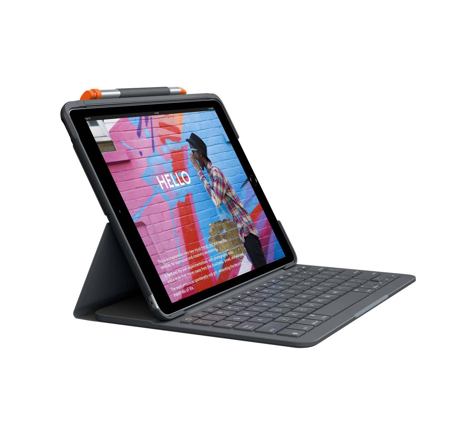 Logitech Slim Folio Protective Bluetooth Keyboard Case for iPad 7th-9th Gen