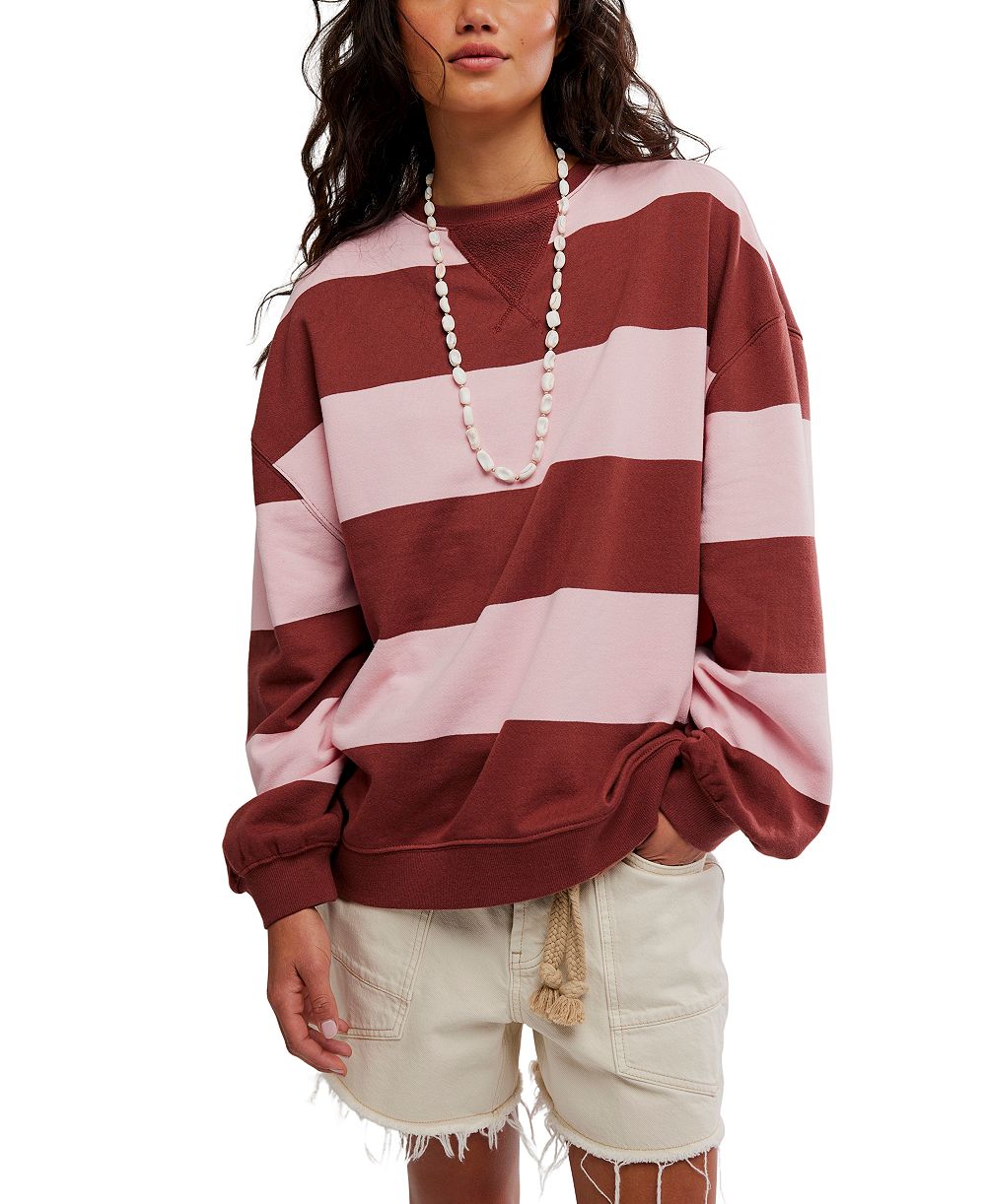 Free People Women's Classic Crewneck Stripe Oversized Top