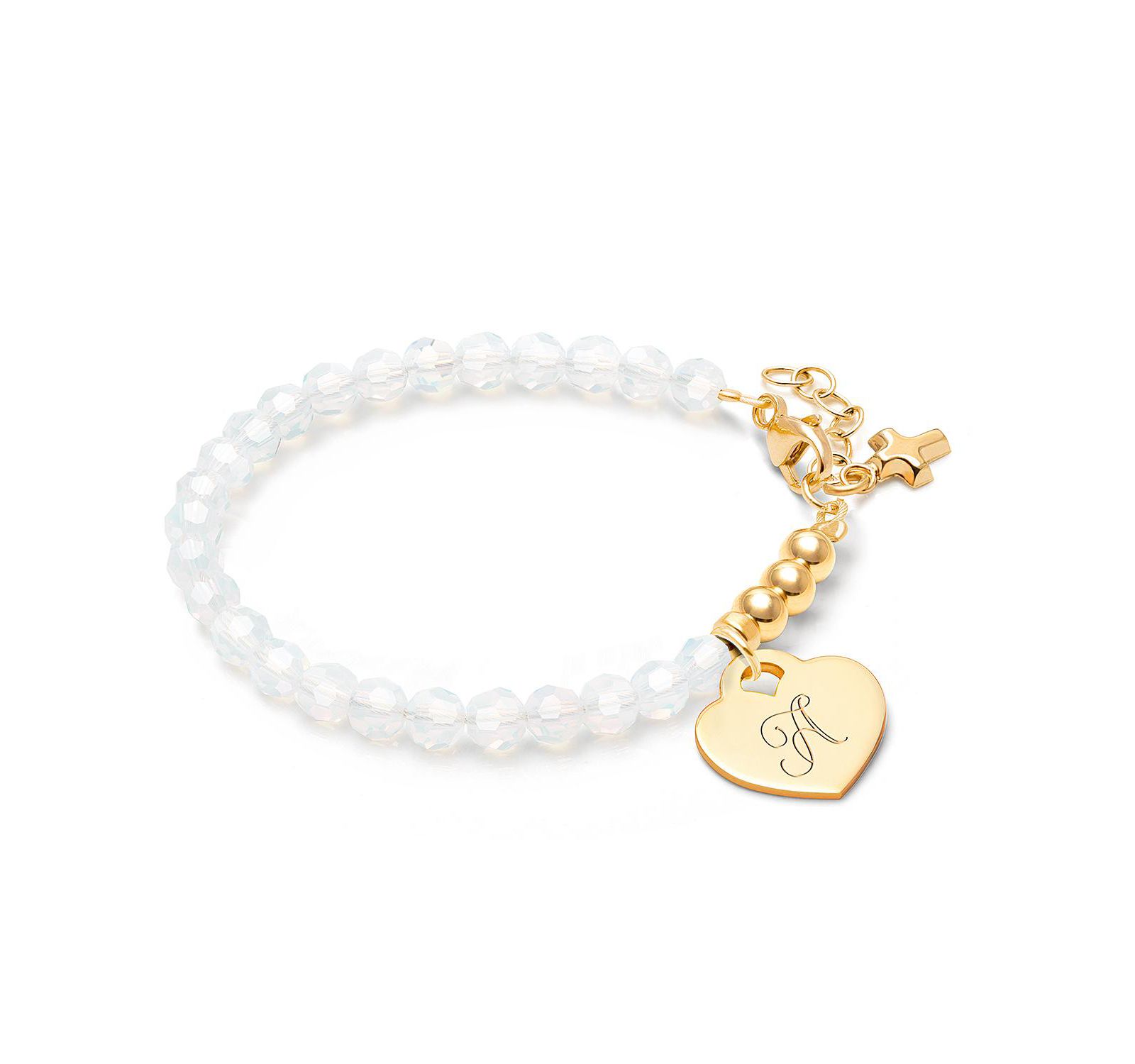 Tiny Blessings 14K Signature Crystal with Cross Bracelet