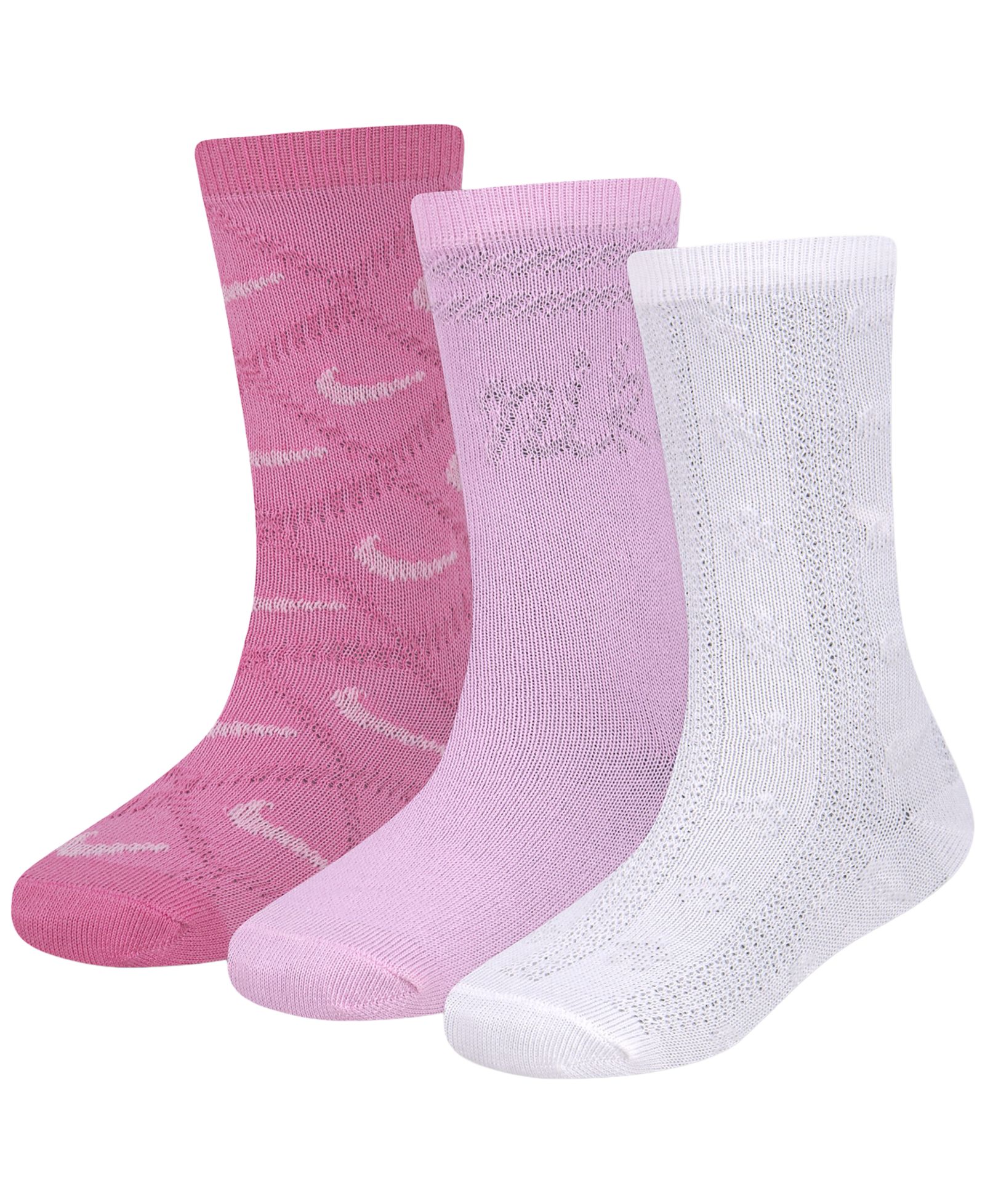 Nike Girls' 4-7 Textured Lattice Crew Socks, 3-Pack