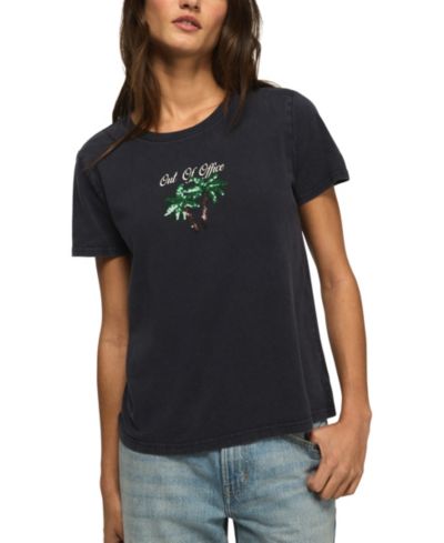 Женская хлопковая футболка Lucky Brand Out Of Office с вышивкой в виде пальм