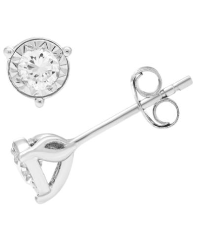 Серьги-гвоздики с бриллиантами 1/4 ct. t.w. в белом золоте 10k