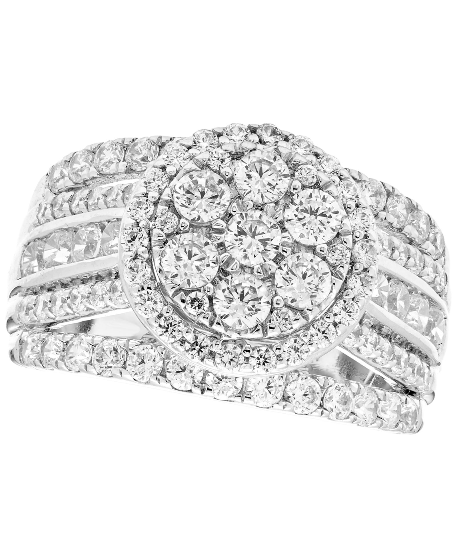 Кольцо Macy's Diamond Cluster Halo в белом золоте 10k