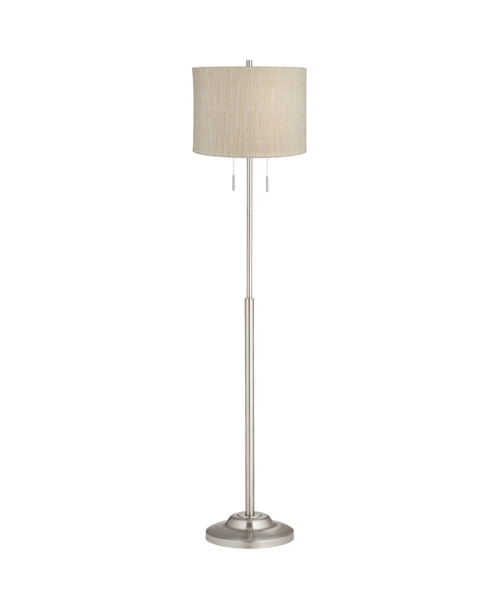360 Lighting Abba Modern Floor Lamp Standing 66" Tall Brushed Nickel Silver Metal Drum Shade for Living Room Bedroom Office House Home