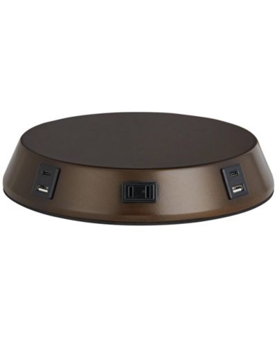 Possini Euro Design Modern Workstation Table Lamp Base with USB and AC Power Outlet Universal Charging Bronze Touch On Off Living Room