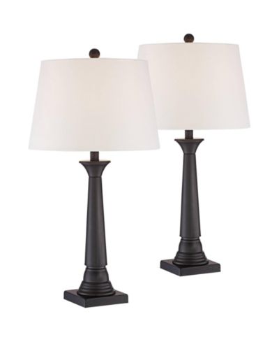 360 Lighting Dolby 28" Tall Column Modern Table Lamps Set of 2 WiFi Smart Socket Bronze Metal Living Room Bedroom