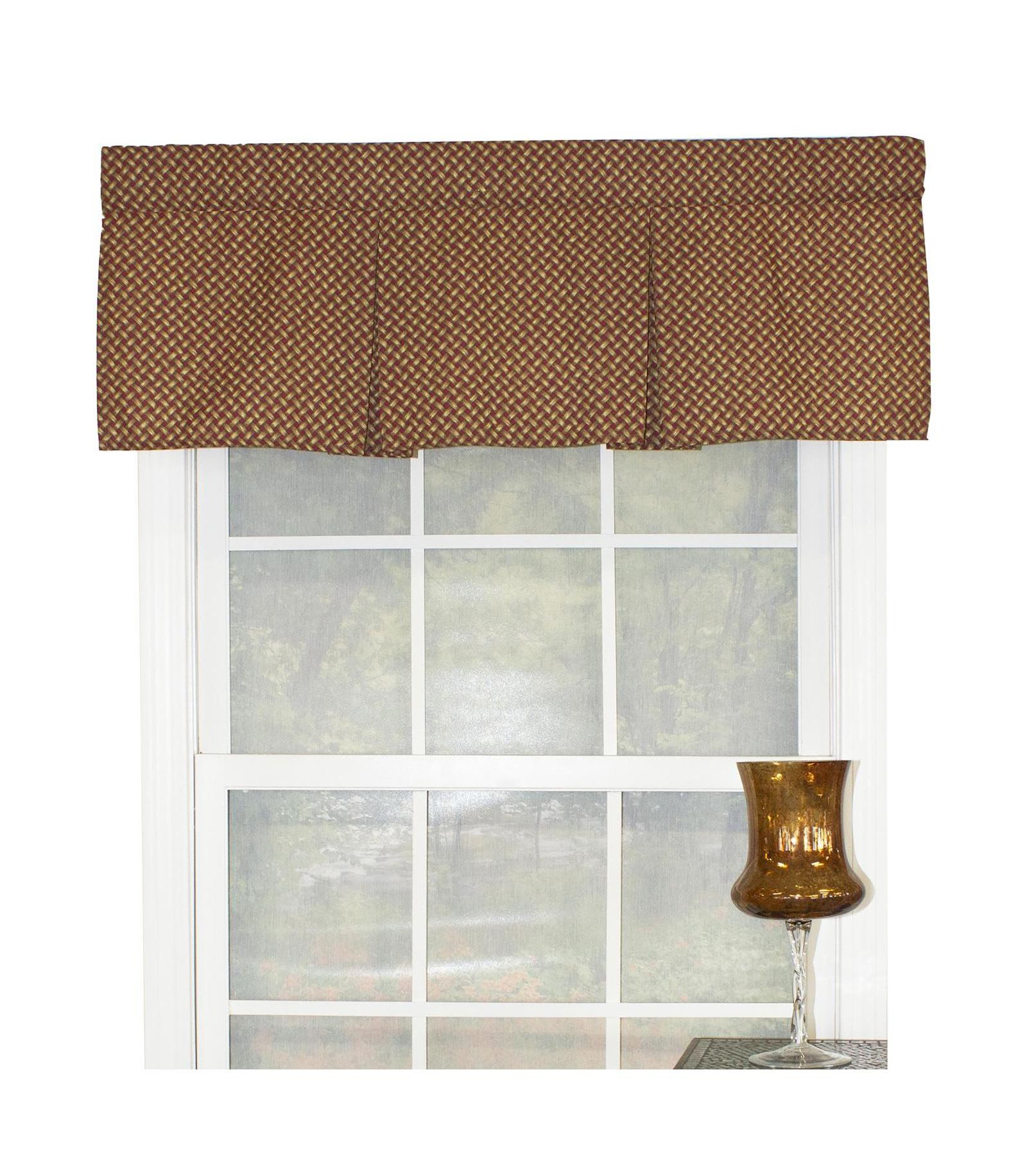 RLF Home Trellis Pleated  100% Cotton with Fully Lined Rod Pocket Valnance for Windows 42 x 15 Woodland