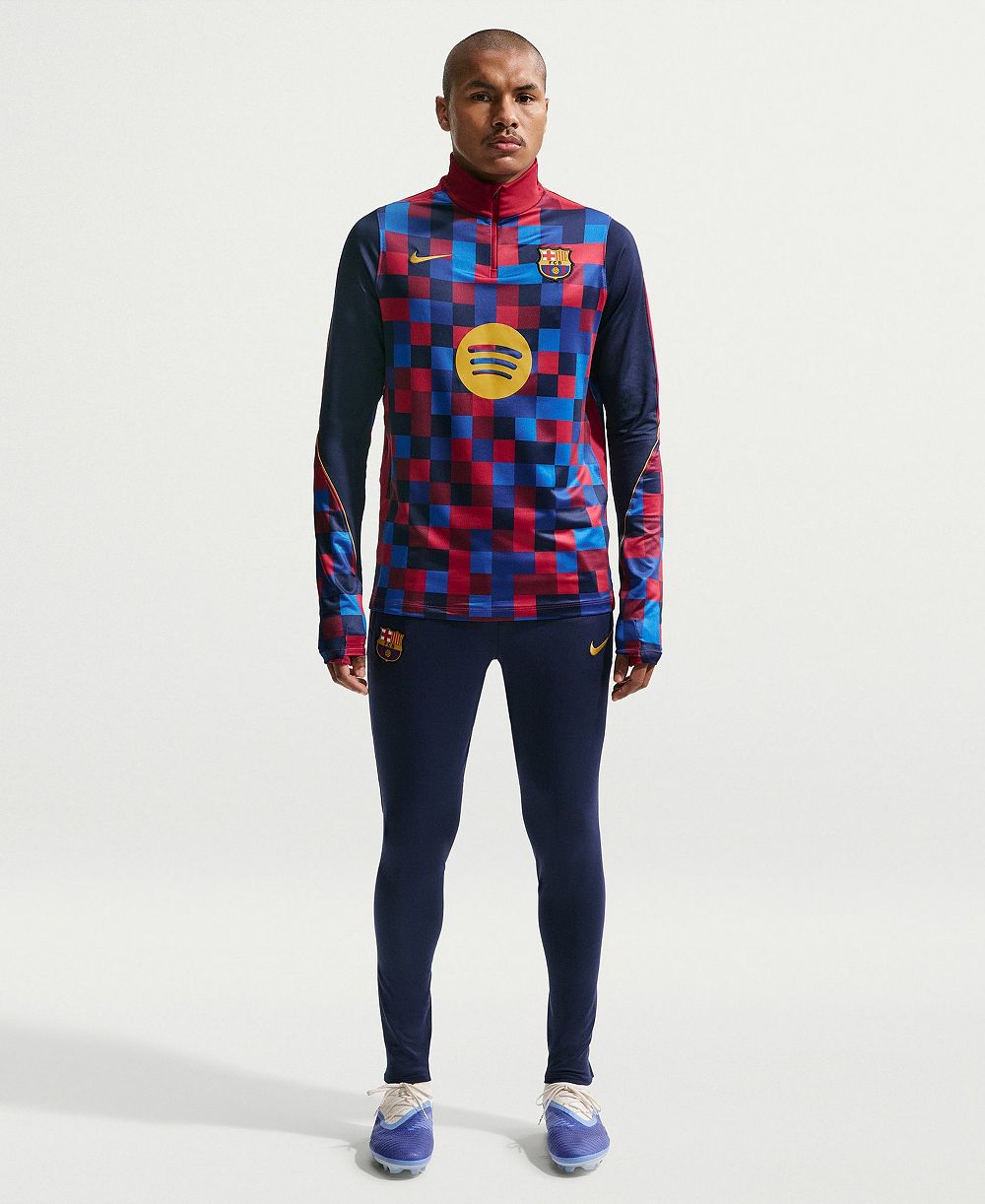Nike Мужская красная футболка Barcelona 2026/27 Strike Drill с четвертьзастежкой и длинными рукавами