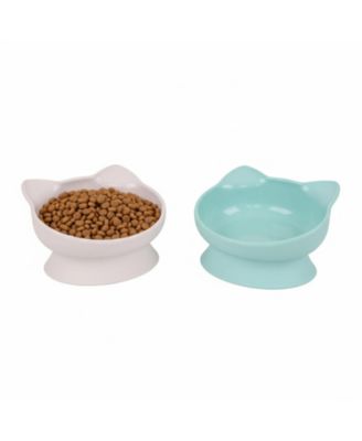 ARONKL Elevated Cat Food Water Bowls Set of 2 Whisker Friendly Raised Pedestal Dishwasher Safe 6.5 Oz