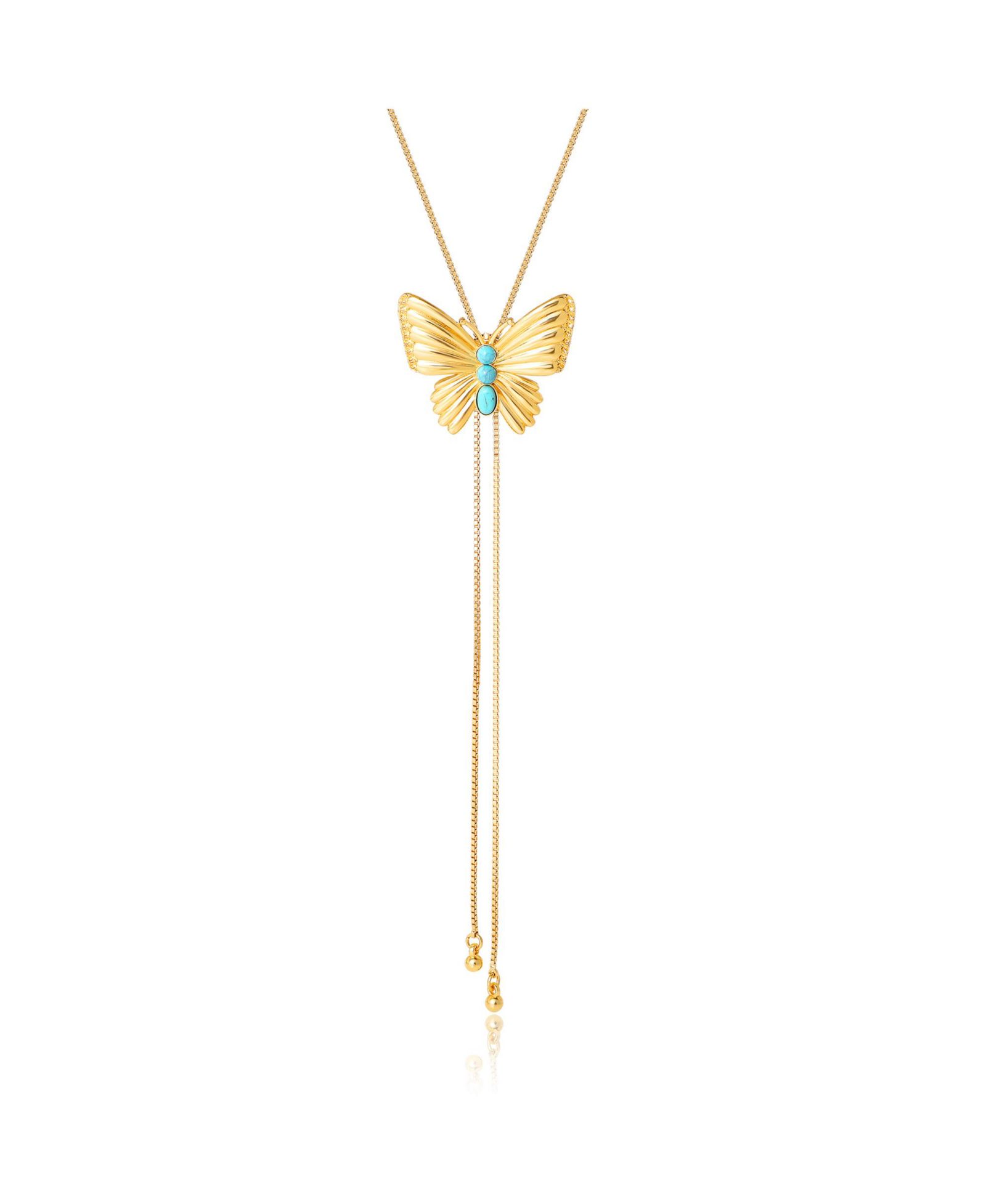 Золотистое ожерелье Jessica Simpson Butterfly Y-Lariat с кристаллом